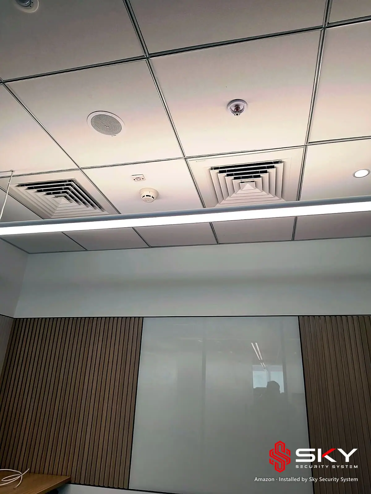 Ceiling smoke detector and speaker at the Amazon site. Security and ELV work by Sky Security System.