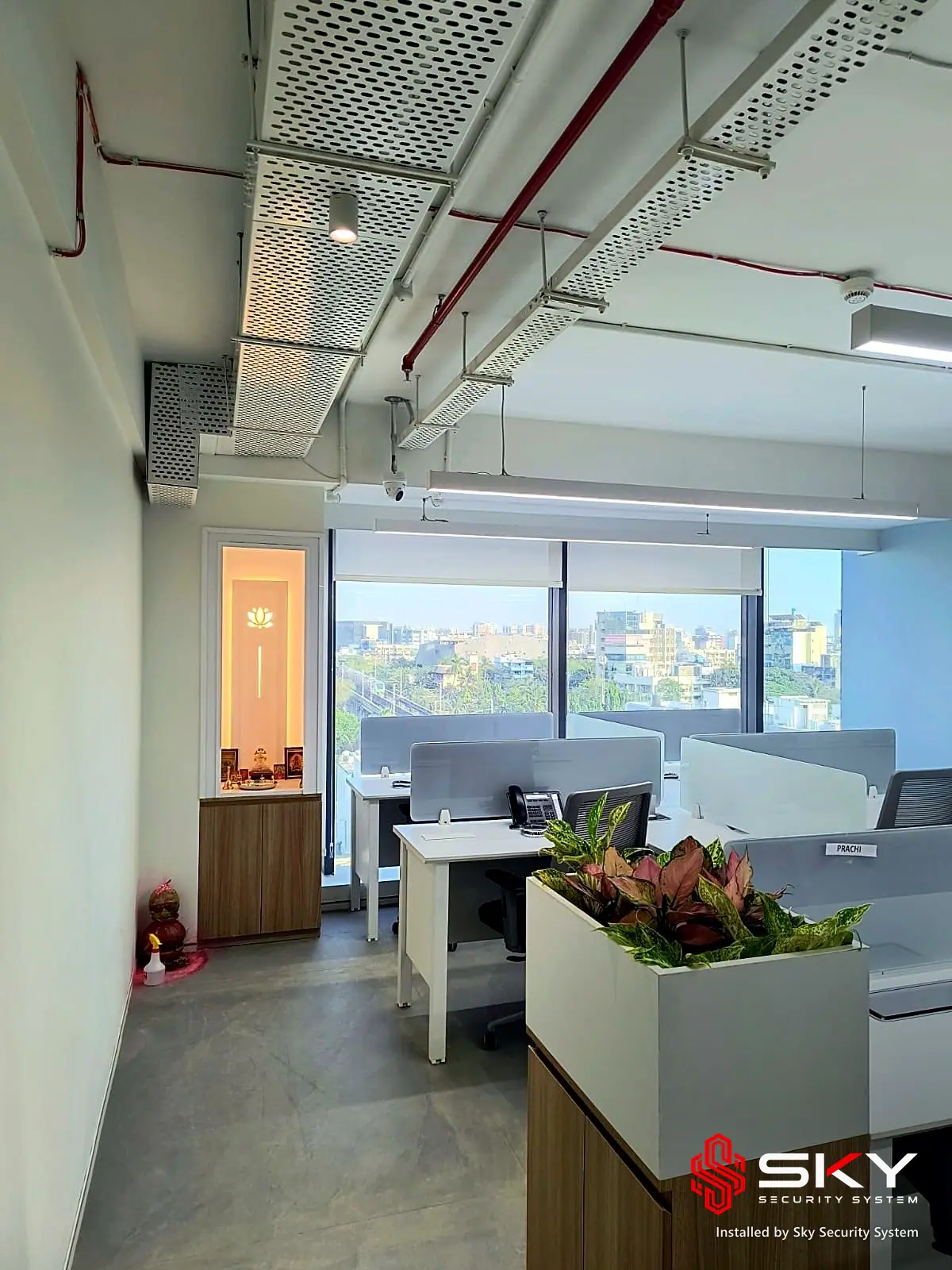 Office floor at a corporate office, Andheri, Mumbai. Security and ELV work by Sky Security System.