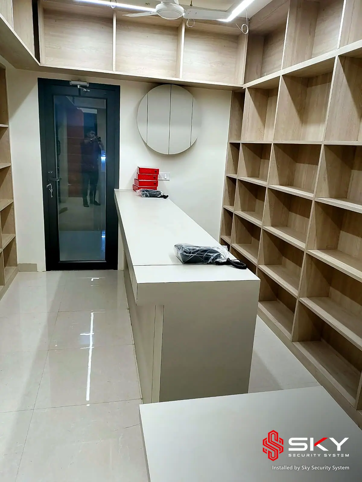 Records room at a corporate office. Security and ELV work by Sky Security System.