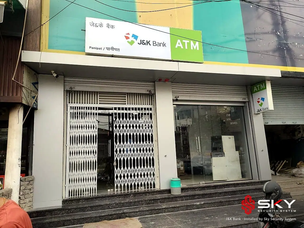 J&K Bank branch and ATM front at the J&K Bank site. Security and ELV work by Sky Security System.