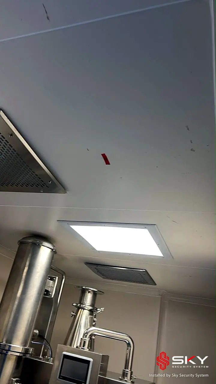 Lab ceiling and equipment at a pharma. Security and ELV work by Sky Security System.