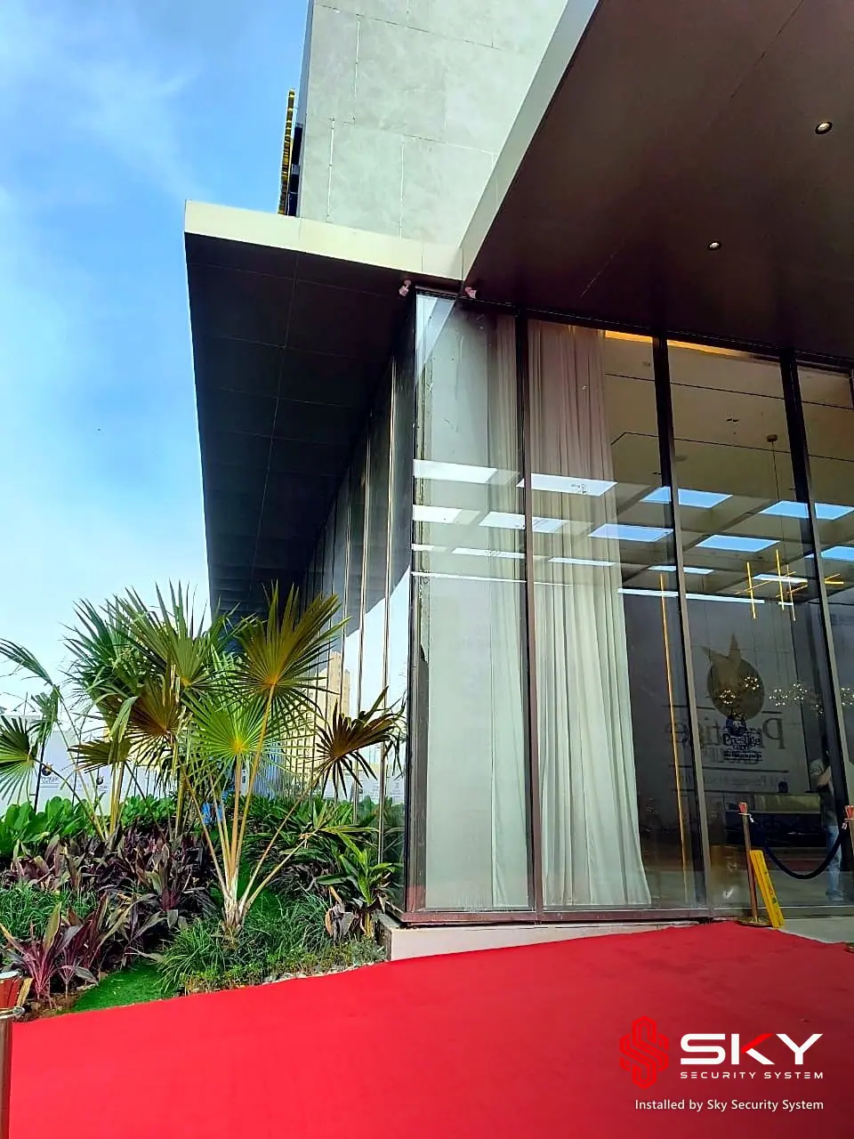 Entrance canopy at a real estate. Security and ELV work by Sky Security System.