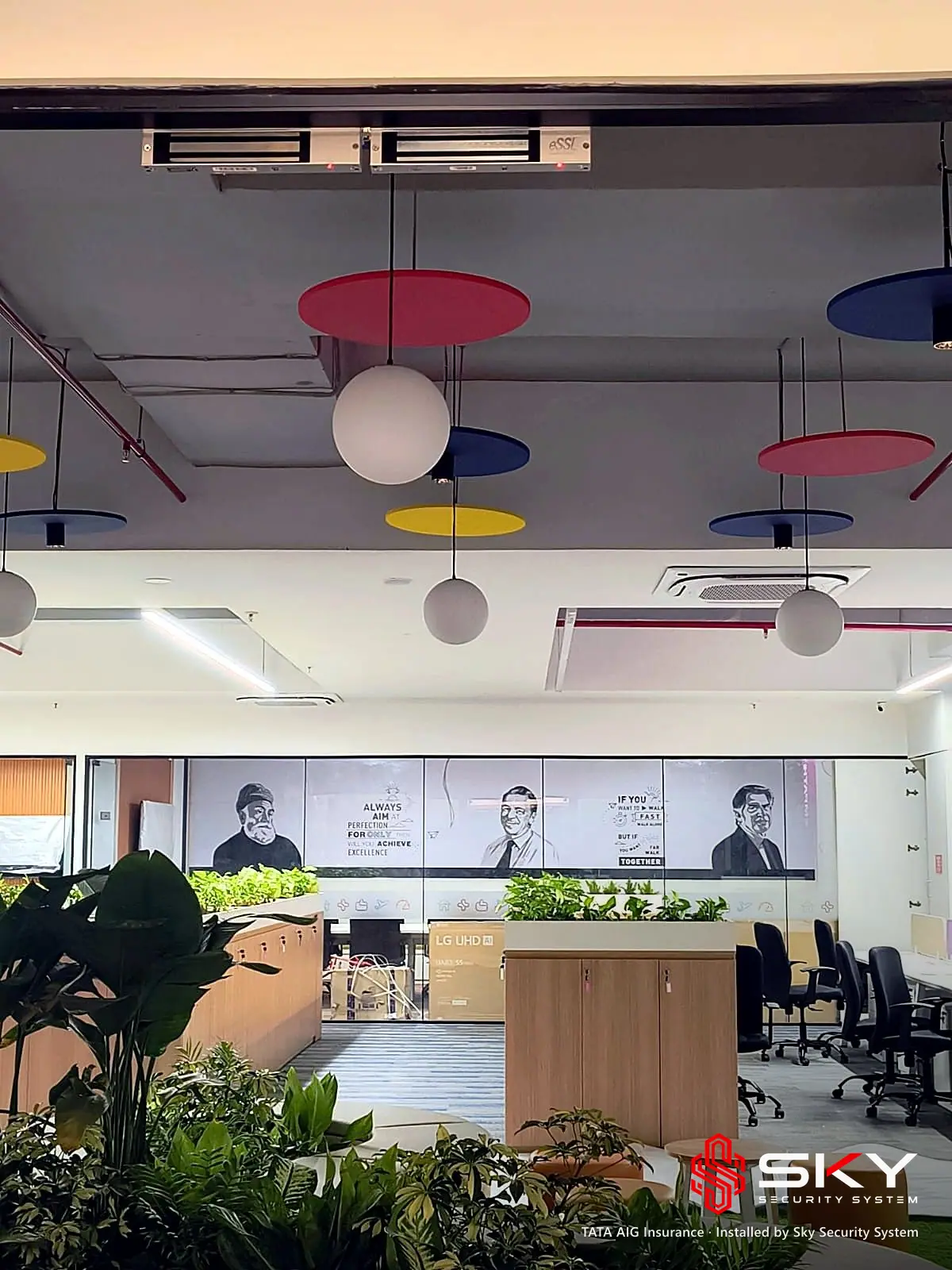 Collaboration area at the TATA AIG Insurance site. Security and ELV work by Sky Security System.