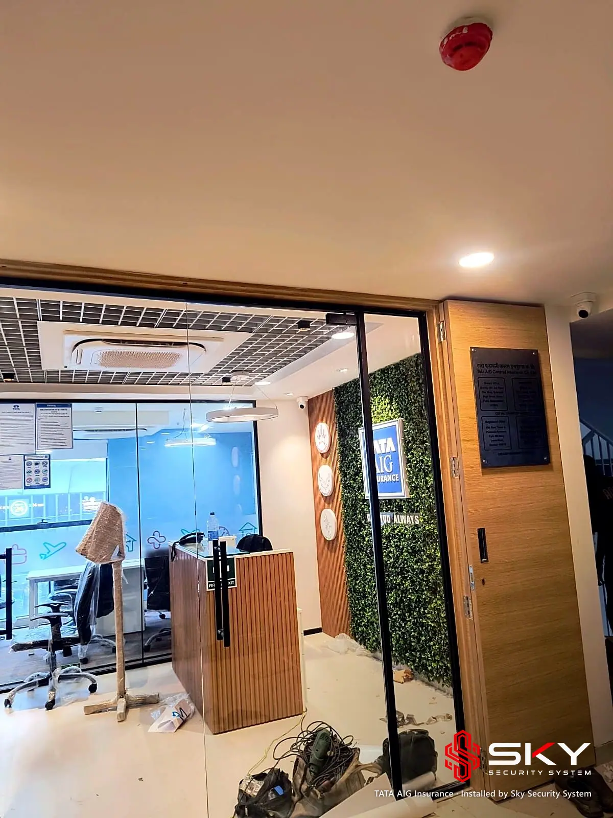 Glass cabin at the TATA AIG Insurance site. Security and ELV work by Sky Security System.